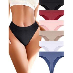 Womens Underwear Breathable Seamless Thongs 6 Pack Comfortable No Show High
